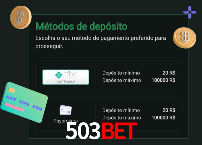 O cassino 503bet oferece uma grande variedade de métodos de pagamento